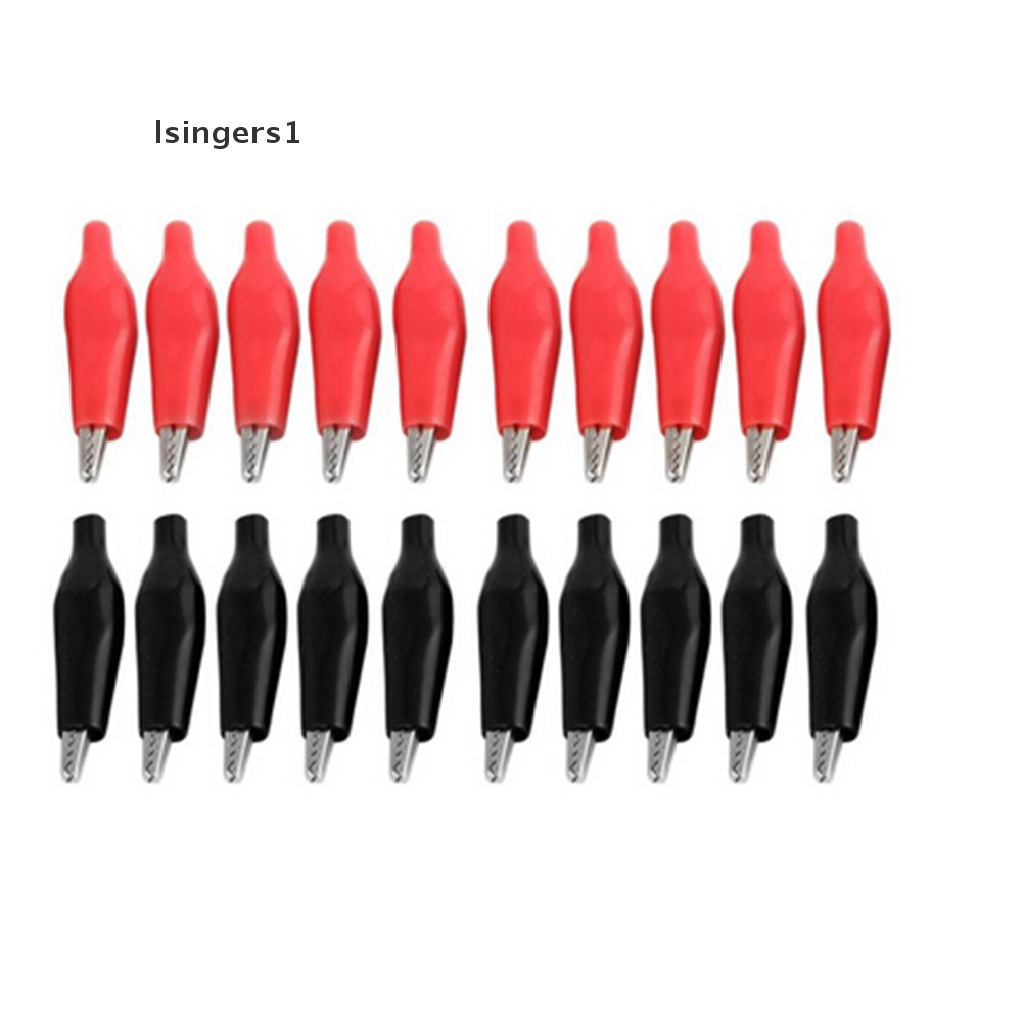 (lsingers1) 20pcs Klip Buaya Bahan Plastik Warna Merah / Hitam