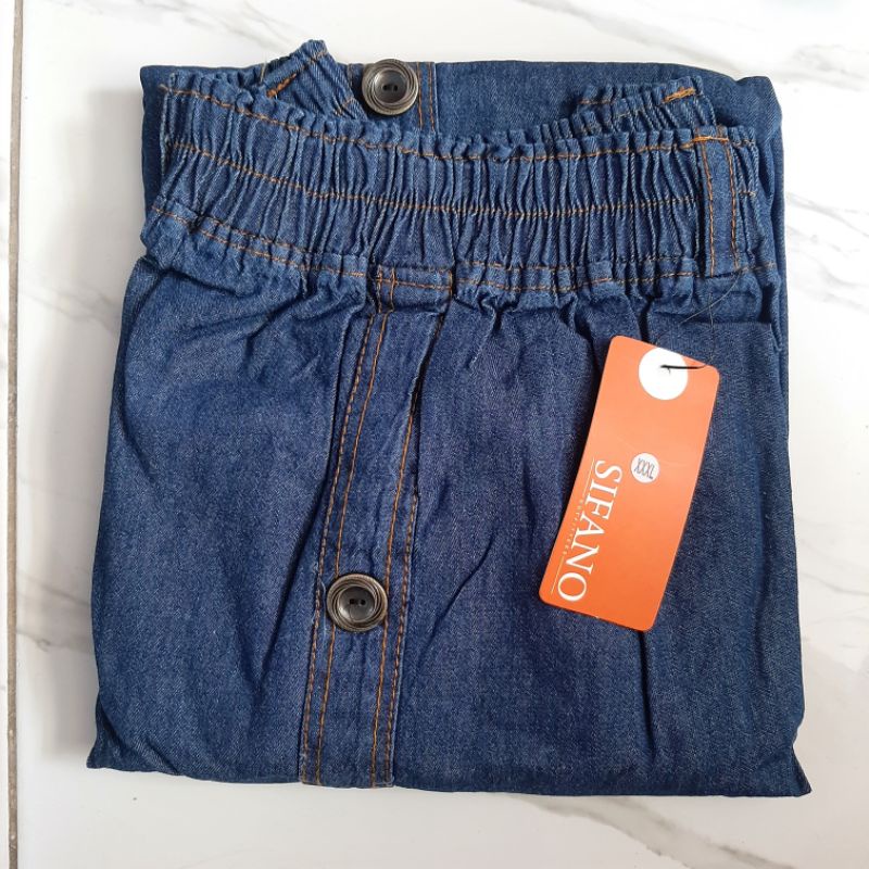 rok jeans jumbo wanita rok jeans kancing big size