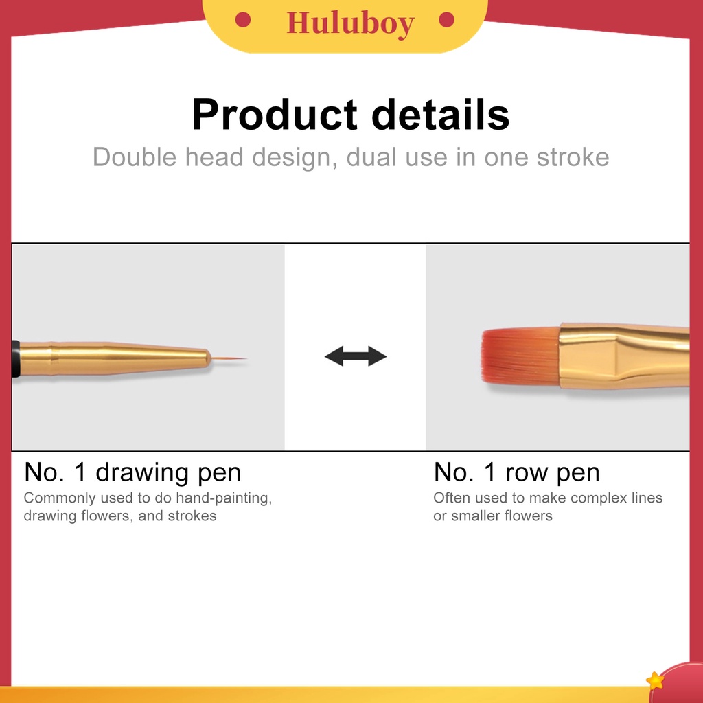 Huluboy Huluboy♡ 3 Pcs / Set Pen Nail Art Dua Sisi Bahan Plastik Untuk Kecantikan