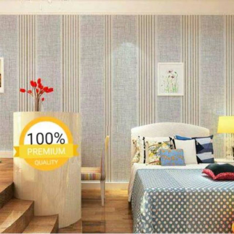 Jual Wallpaper Sticker Dinding Abu Abu Salur Gold Minimalis Elegant Cream Tosca Hijau 8362