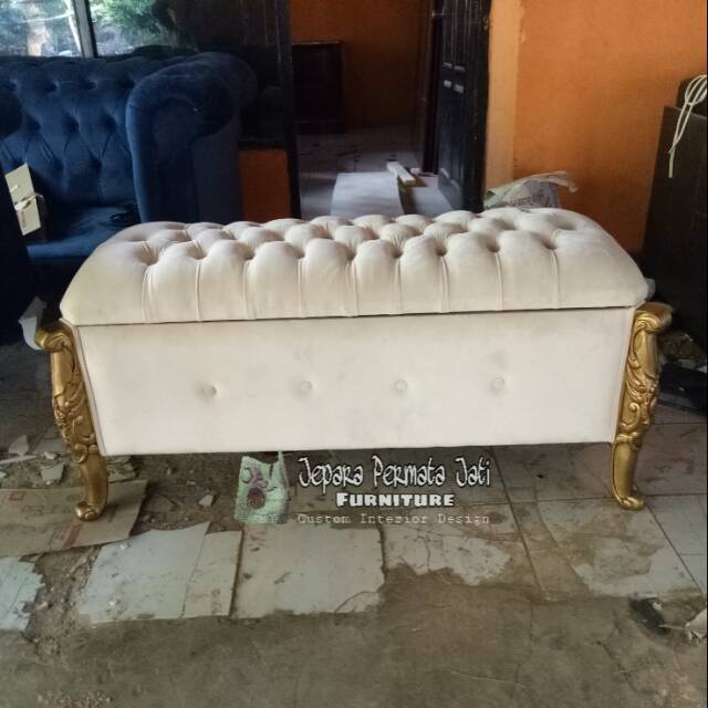 Sofa storage stool luxury ( sofa box stool, sofa stool panjang )