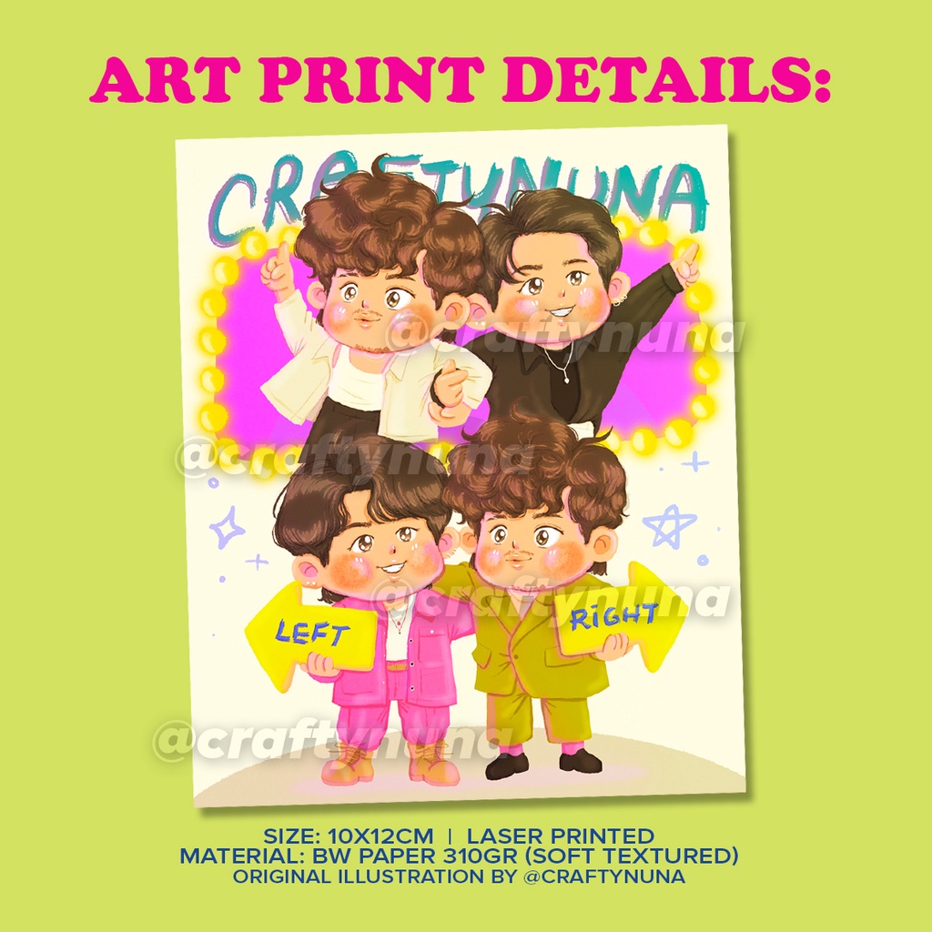 (BT-025) LEFT &amp; RIGHT FAN ART JUNGKOOK &amp; CHARLIE PUTH fanmade sticker vinyl kartun lucu fanart print poster