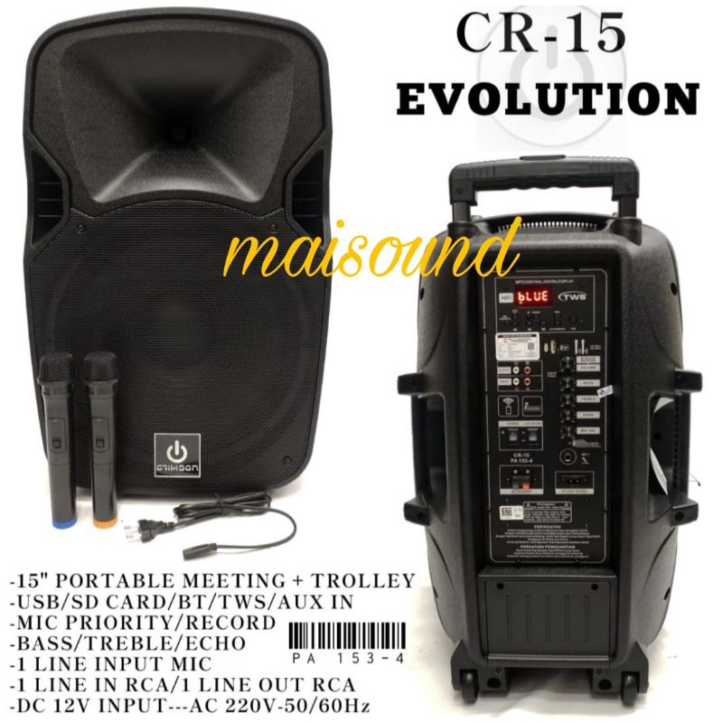 SPEAKER PORTABLE CRIMSON CR15 EVOLUTION CRIMSON CR 15 INCH EVOLUTION