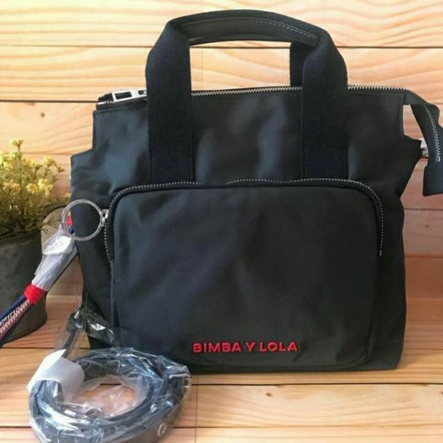 Tas Bimba Y Lola Dark Grey Tote Bag Pocket Original New with Tag