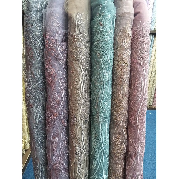new!! Tulle PAYET / Tille Aplikasi Bunga Timbul/ Harga per 0.5 meter