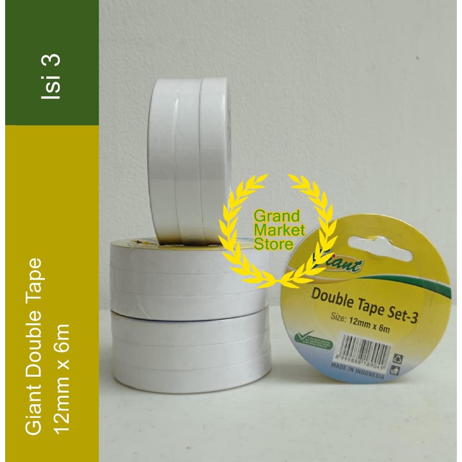 

Double Tape Kertas 12mm x 6m | Double Tape Isi 3 Giant Double Tape