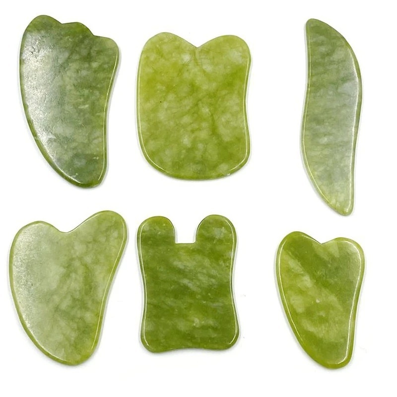 [Natural Green Jade Stone Gua Sha Massage Tools For Scraping Facial and Body Skin Massage] [Personal Health Care Tools]