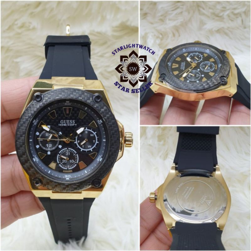 JAM TANGAN PRIA GUESS CRONO BATRE TALI RUBBER