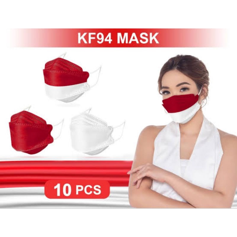 Masker KF94 merah putih bendera kemerdekaan indonesia upacara red white seragam one mask o.m jsp oxy
