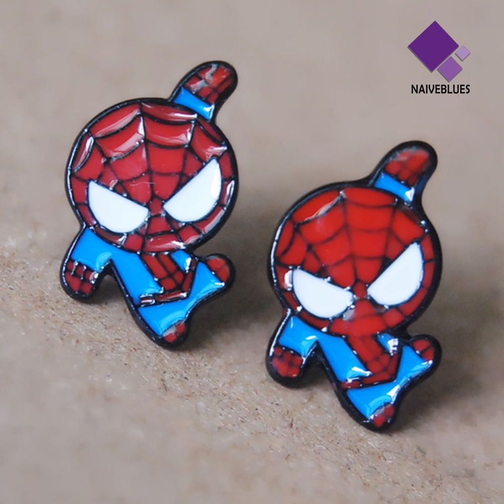 Anting Stud Enamel Desain Kartun Spiderman Deadpool Captain