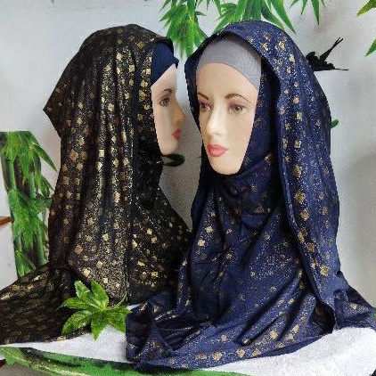 Hijab instan hoodie motif wajik gold