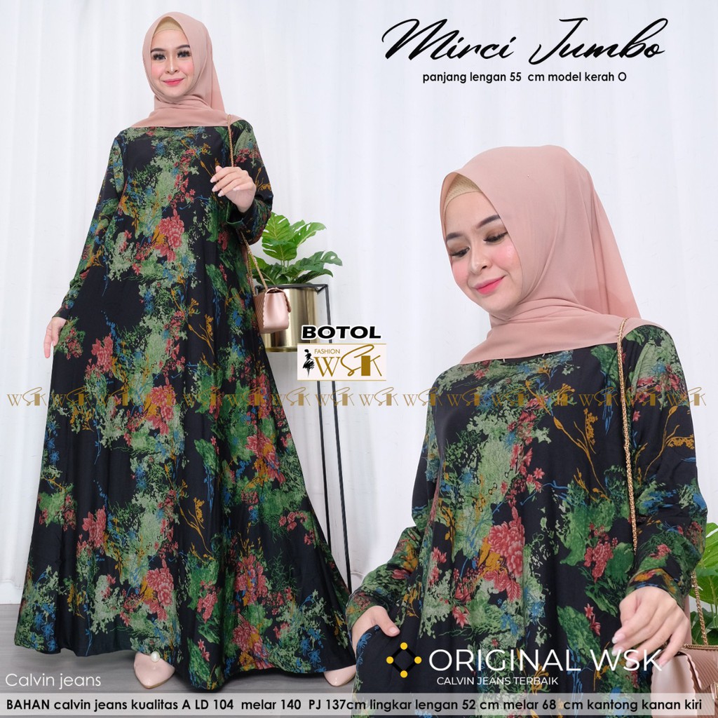 Mirci Jumbo Baju Gamis Wanita Terbaru 2021 Gamis Syari Bahan Calvin Ld 104 Melar Adem