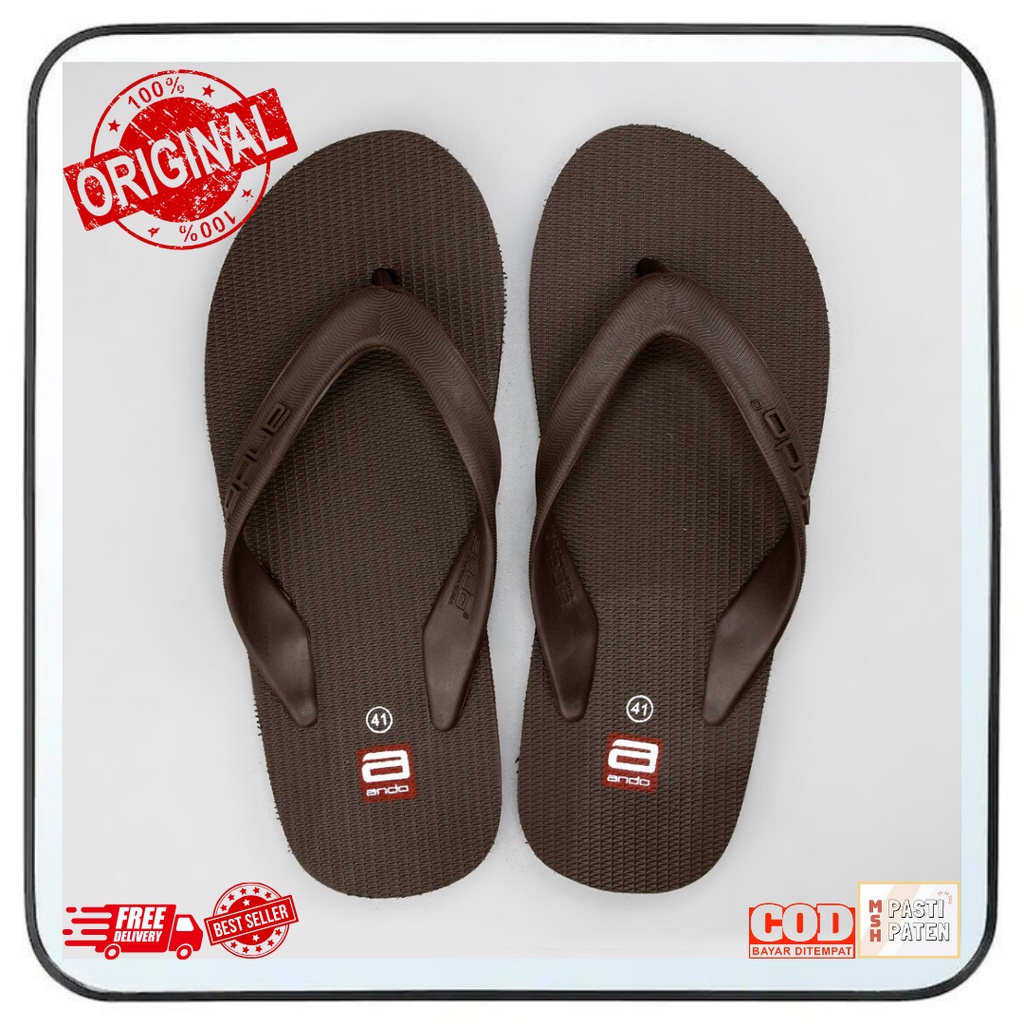 SANDAL ANDO HAWAII ORIGINAL 100% HITAM ABU NAVY COKLAT HIJAU SIZE 38-46 Sandal jepit pria