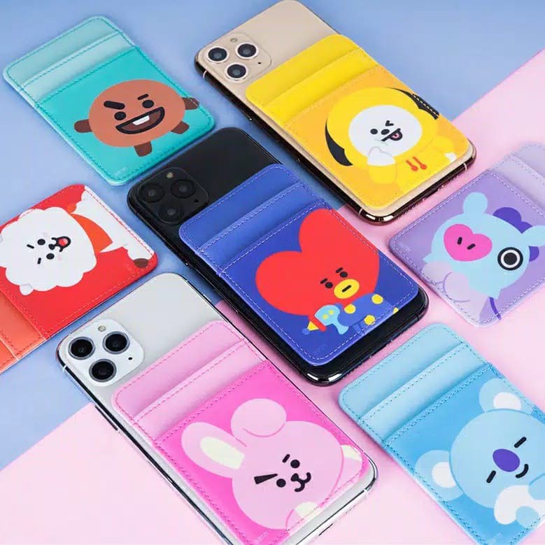 Original BT21 Card Pocket Phone Wallet | Card Holder | Tempel HP Kartu | ATM KTP | Official Merchand