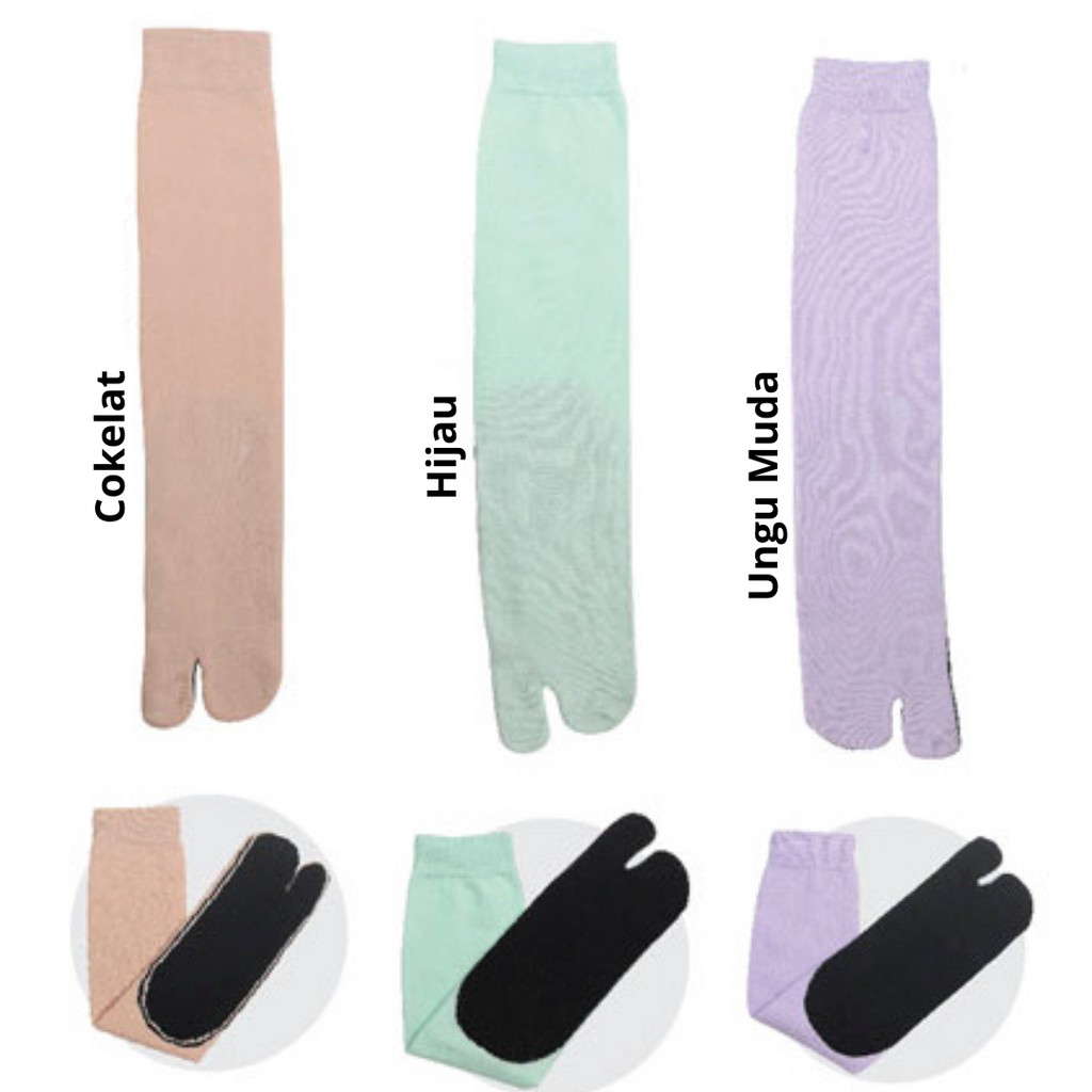 Kaos Kaki Muslimah Jempol Panjang Polos Grosir Lusinan Random Bahan Nylon Tapak Telapak Hitam