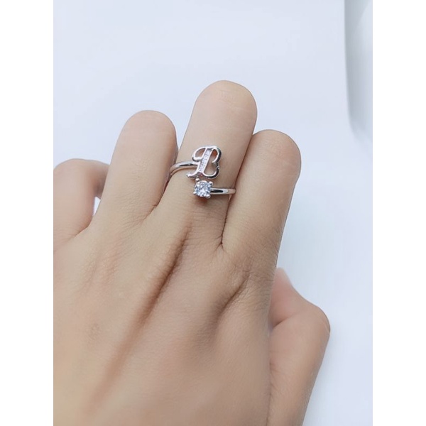 cincin perak 925 asli lapis emas cincin alfabet mp solitaire cincin fashion impor silver925