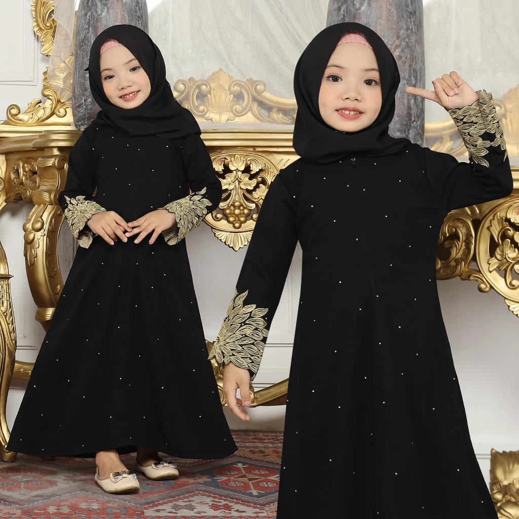 Gamis Anak Perempuan umur 11 12 tahun Abaya anak Sonia Muslim Anak Perempuan Abaya Jetblack Ym defas