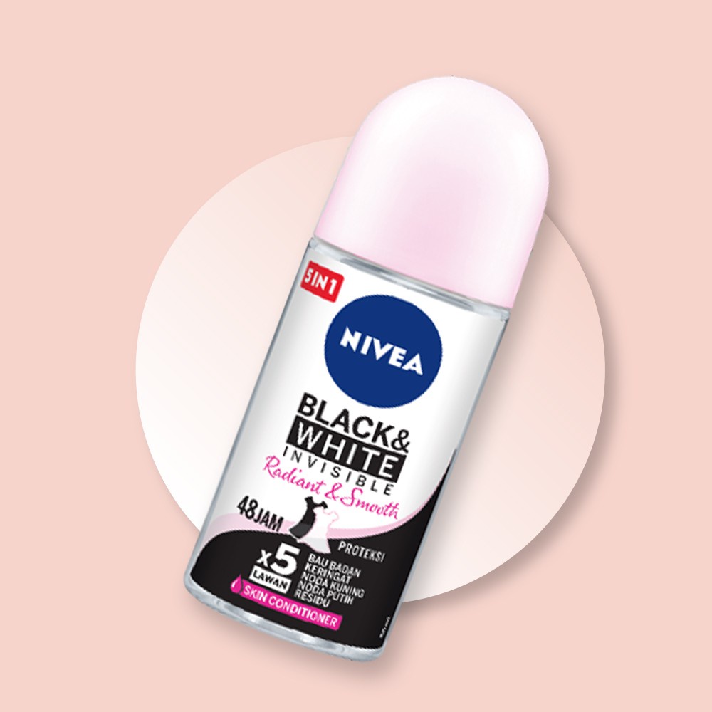 NIVEA Personal Care Deodorant Invisible Black &amp; White Roll On - 25 ml