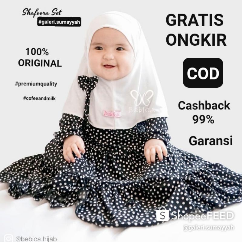 GAMIS POLKADOT ANAK | Shafoora Set Original by Bebica | Gamis Jersey | Gamis Rempel | Gamis Susun