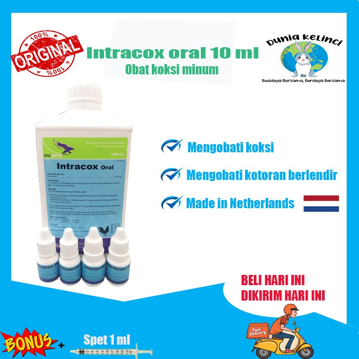 INTRACOX ORAL 10 ML OBAT SEMBELIT KOKSIDIOSIS KOKSI KELINCI KUCING ANJING HAMSTER SAPI KAMBING HEWAN