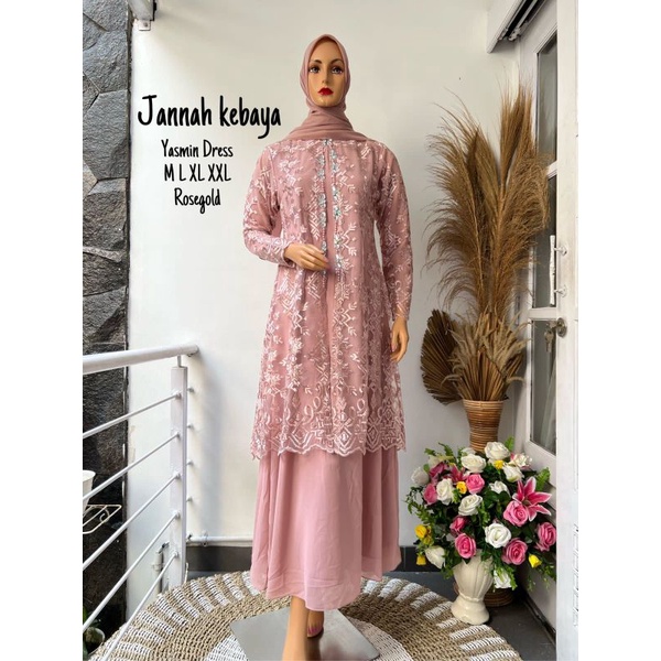 YASMIN DRESS//BAHAN TILLE BORDIR KOMBINASI CERUTY//By Jannah Kebaya