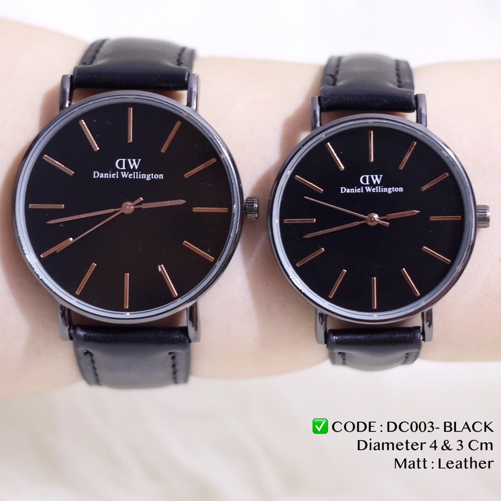 Jam tangan COUPLE kulit pria wanita premium HARGA satuan FREE BATERAI grosir Murah DC026 DC003