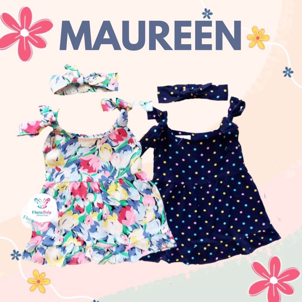 Plazababyku BBB DRESS MAUREEN dress anak perempuan bayi motif bunga lucu free headband