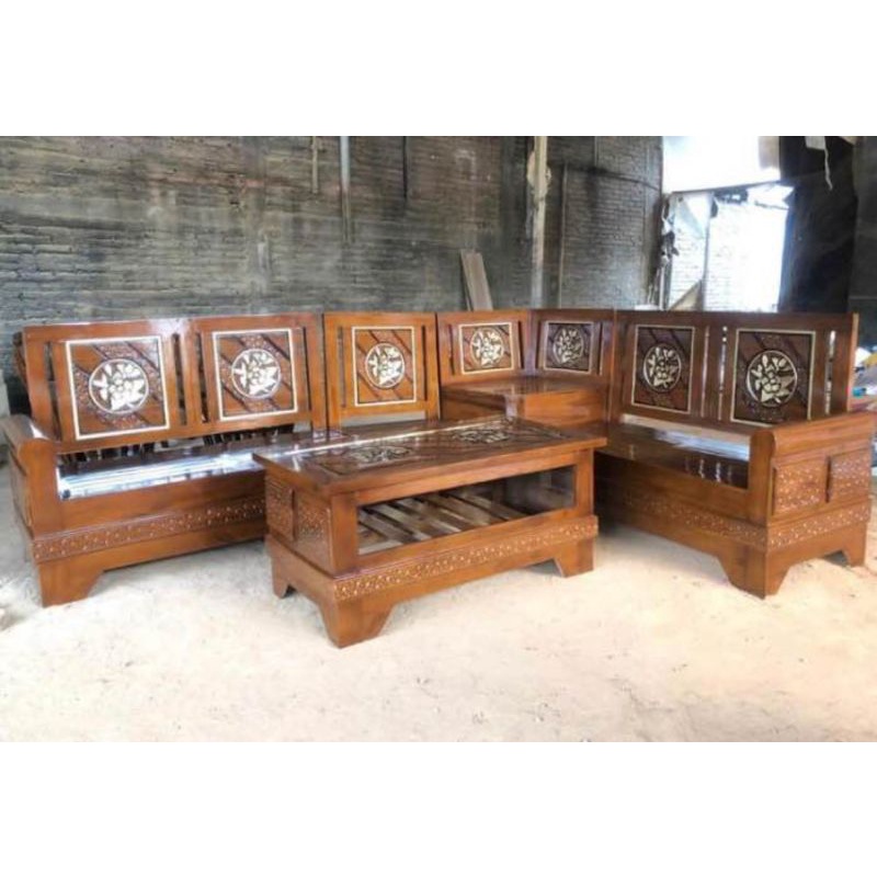 kursi sudut gelung/ kursi tamu sudut/ kursi sudut jati/ kursi sudut murah