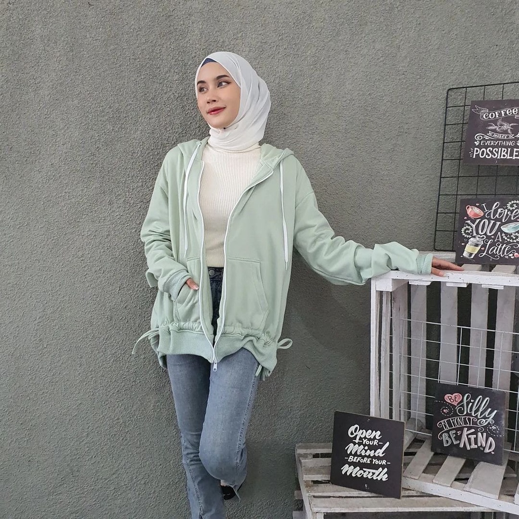 Oversize serut zipper | outer oversize | outer wanita