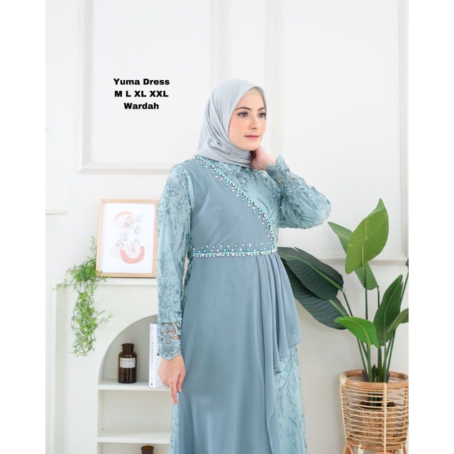 Permata Olshop / Yuma Dress NF / Gamis Kebaya Lebaran / Gamis Pesta Mewah