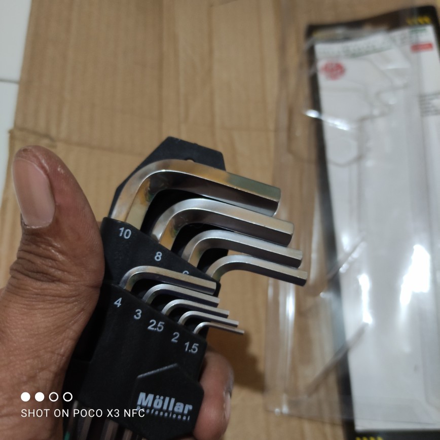 Kunci L Set Panjang 9 Pcs Mollar - Ball End Extra Long Hex Key