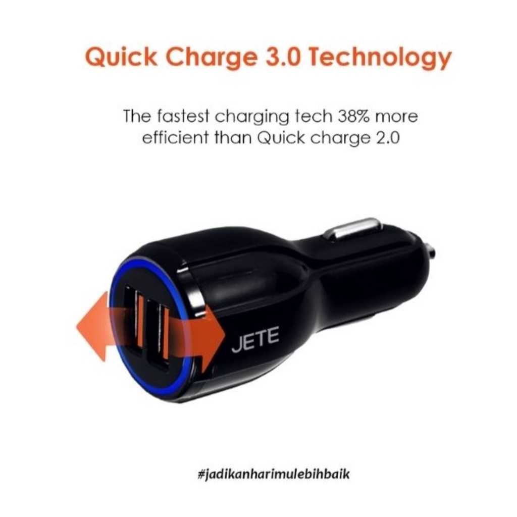 Cas HP Mobil Car Charger JETE R1 4,8A Dual Output Quick Charge 3.0 ORI