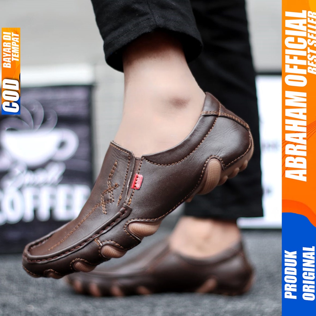 Sepatu Pantofel Kulit Asli Formal Kerja Pria Hitam Abraham Metta