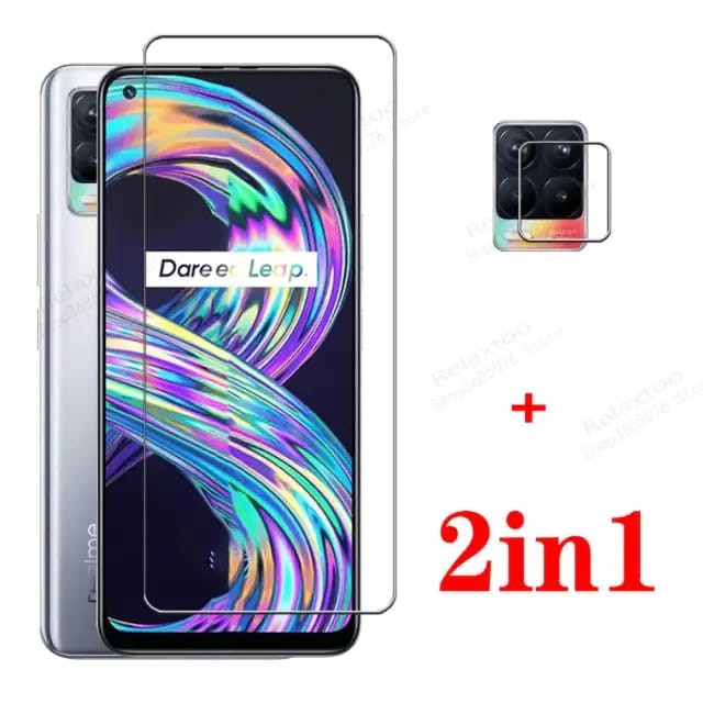 REALME 8 / 8i / 8 PRO / 8 5G TEMPERED GLASS 2IN1 FULL LAYAR &amp; KAMERA