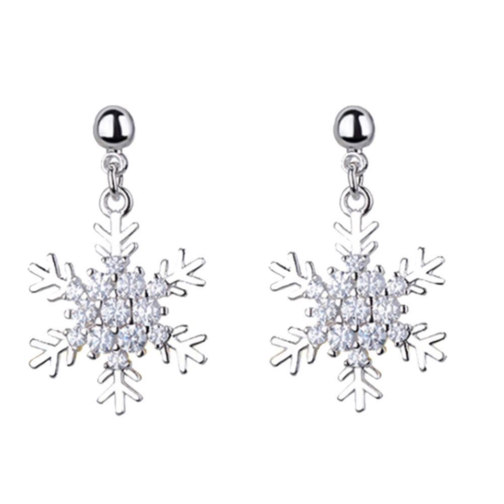 Lily Snowflake Earrings Pesta Perhiasan Natal Zirkon