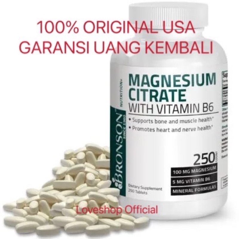 Bronson Magnesium Citrate isi 250 100% ORIGINAL USA Magnesium Complex vit vitamin d3 Quatro Formula | LOVESHOP VITAMIN