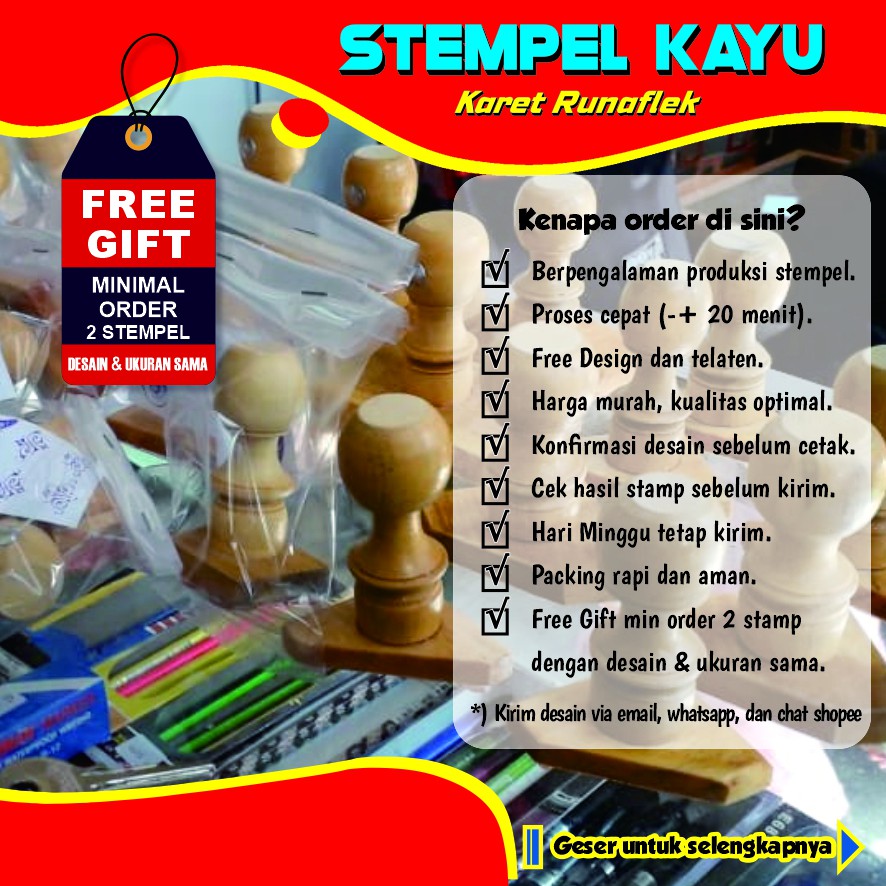 Stempel Kayu / Stempel Karet Runaflek - Ukuran Custom