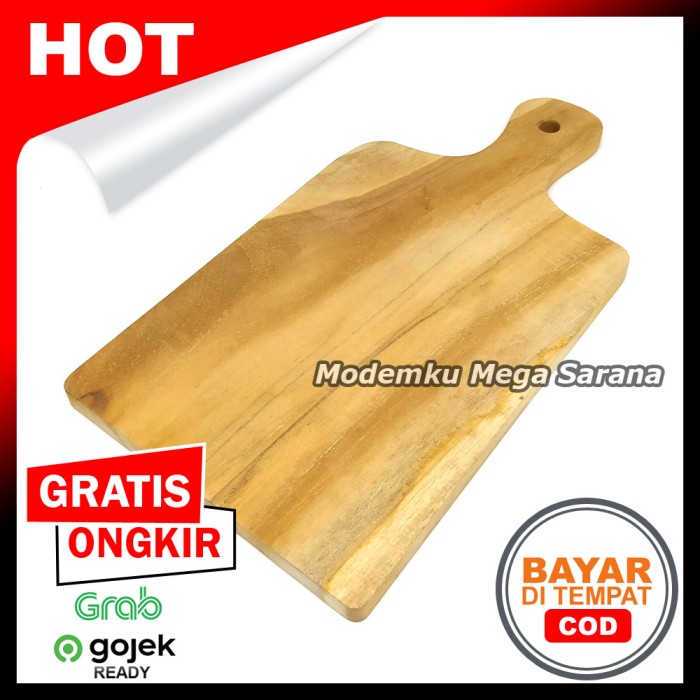 Talenan Kayu Jati Handle Tamplek Telenan Kayu Jati 31x17x1.2 cm