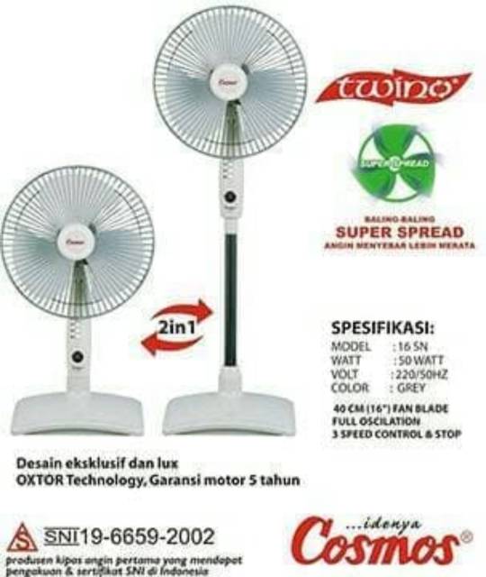 [ Cosmos ] Kipas Angin Berdiri / Kipas Twino Cosmos 16 SN / SNQ / SEN 2 in 1