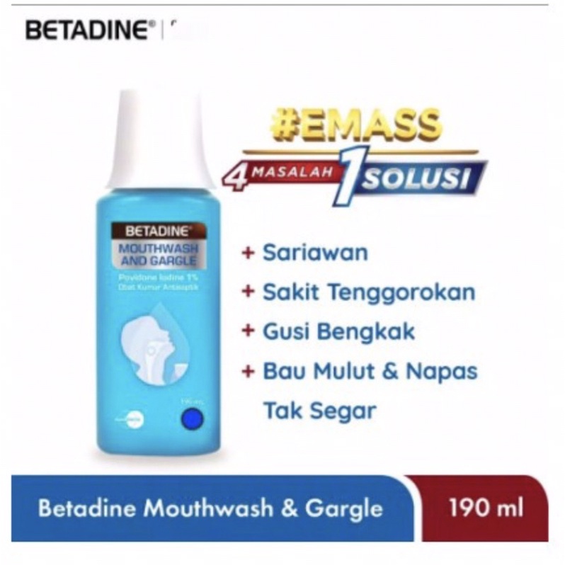 Betadine ® kumur/mouthwash & gargle 190ml-anti virus dan kuman