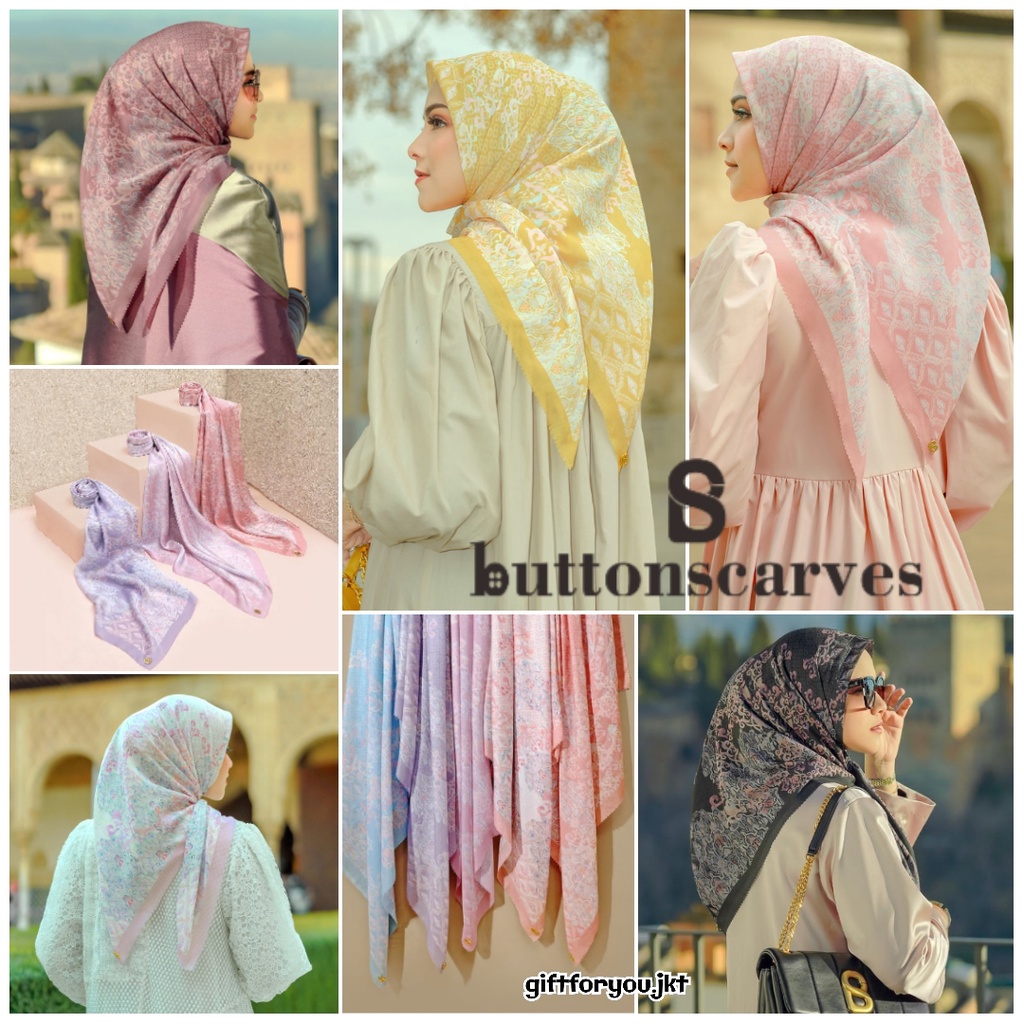 Buttonscarves The Granada Series Hijab Voal Square Regular / XL Syari Original Kerudung Segi Empat S