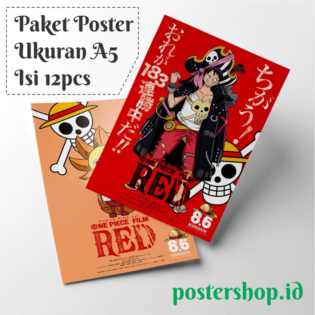 (ISI 12PCS) Poster Film RED One Piece Mugiwara