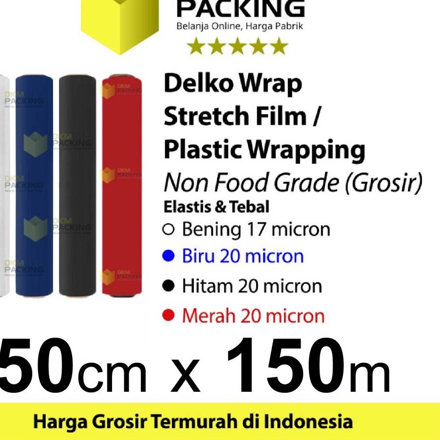 

➬ Stretch Film 50cm x 150m Plastik Wrapping DELKO WRAP /SATUAN ●