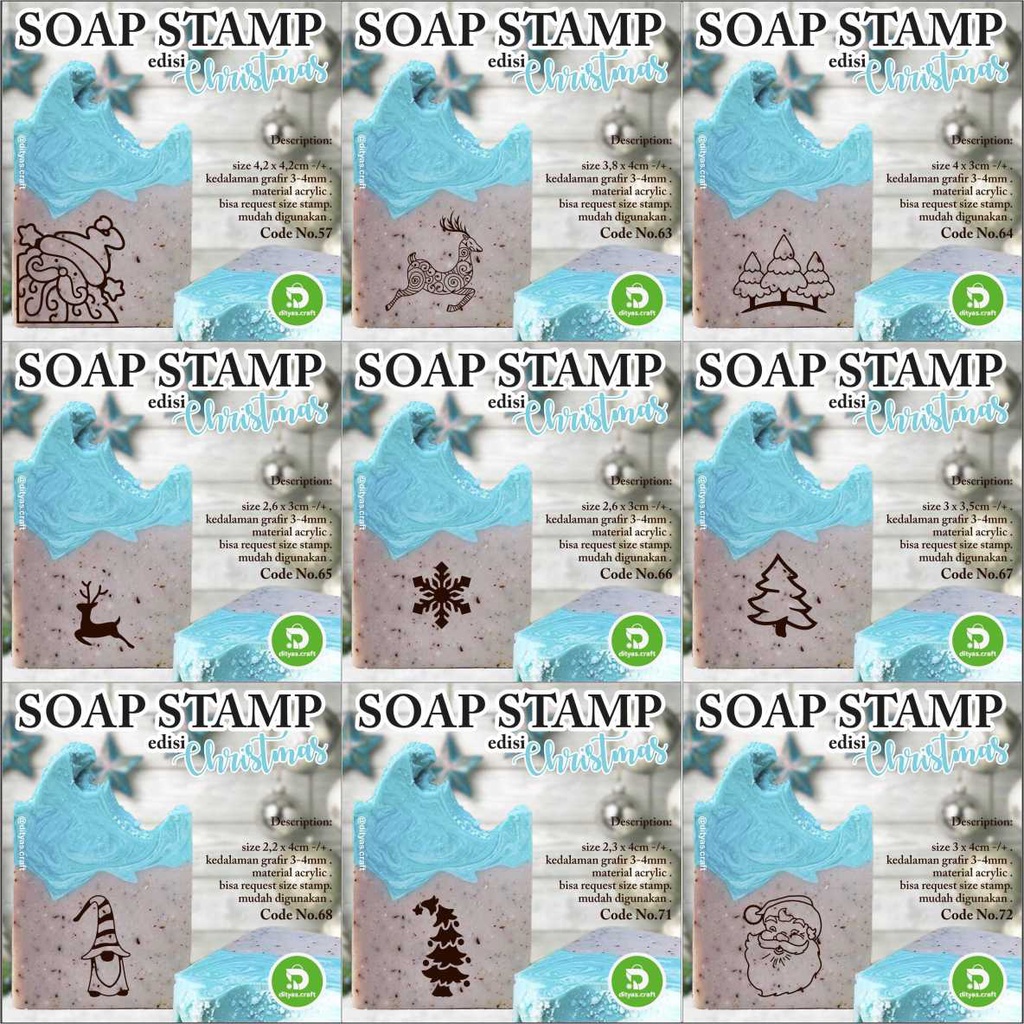 

soap stamp / stempel sabun / edisi MERRY CHRISTMAS code 57,63,64,65,66,67,68,71,72