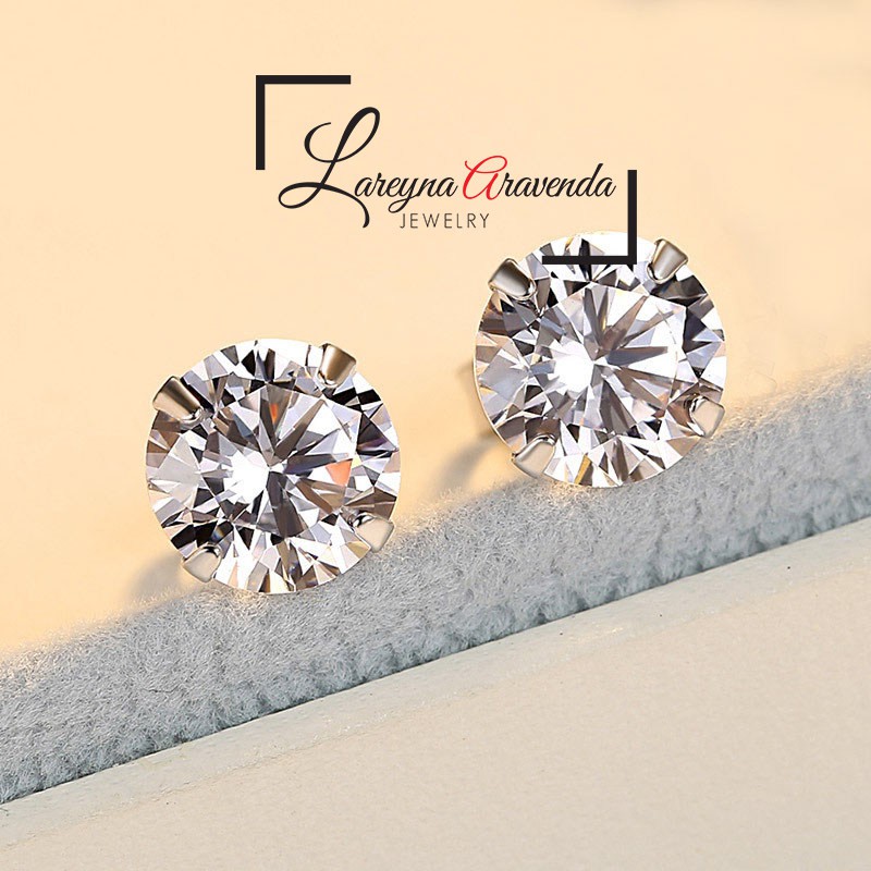 Anting Wanita Titanium Asli Crystal Kristal Zircon AAA ET005