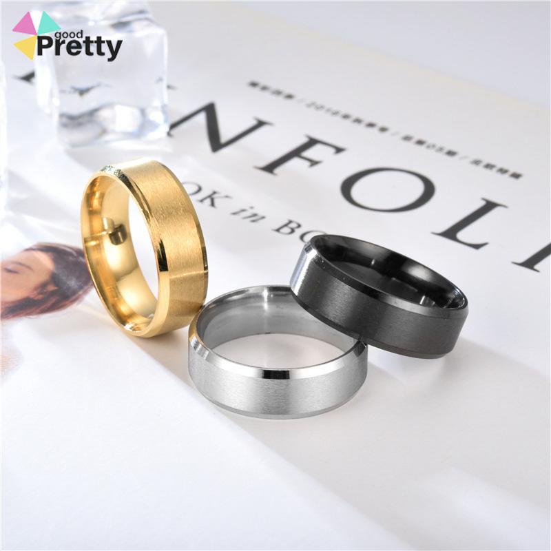 Cincin Jari Bahan Titanium Warna Hitam Emas Silver Untuk Pria - PD