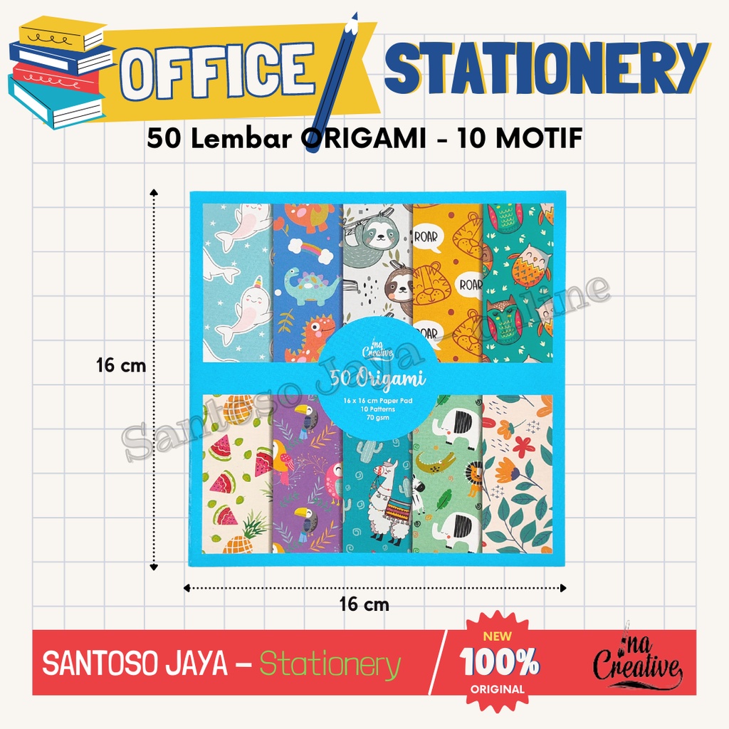 

Kertas Lipat INA Fancy Cover Biru 16x16 cm - 50 Origami 10 Motif