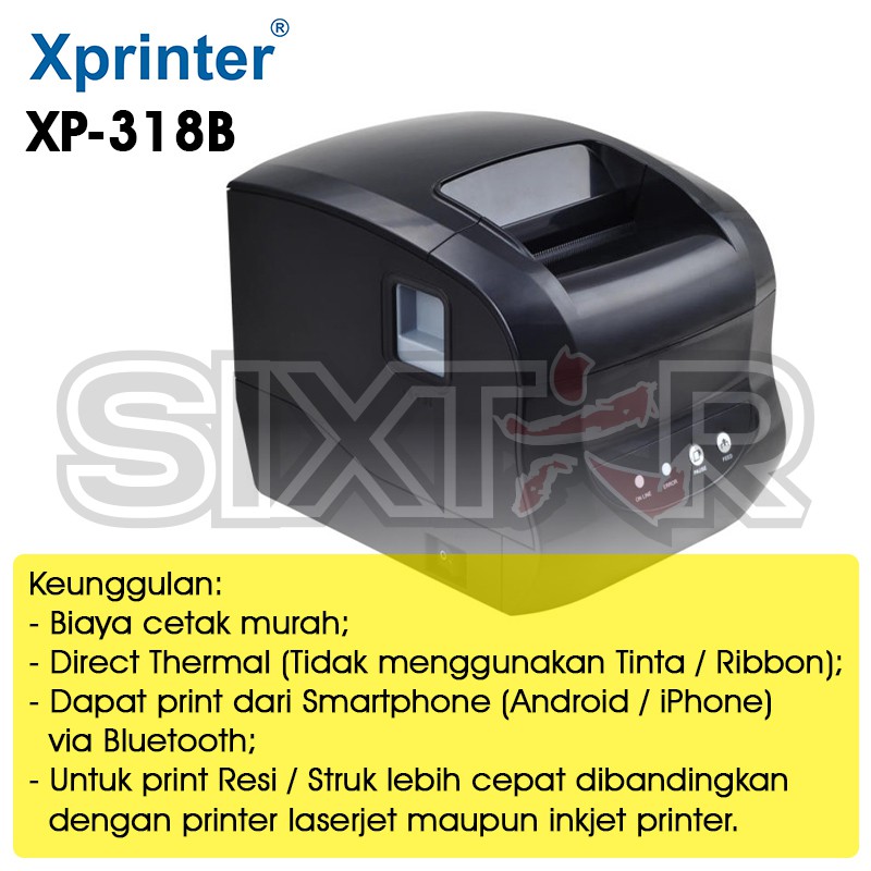 Printer Thermal Receipt / Kasir PPOB / Label Barcode Bluetooth USB RJ11 XPRINTER XP-318B 80mm