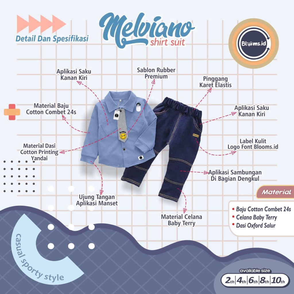 Setelan anak Melviano Set Shirt suit By Blooms.id