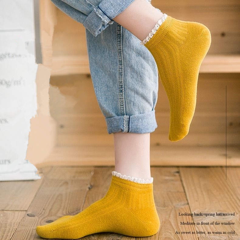 MURMURE.ID | KAOS KAKI RENDA WANITA MOTIF POLOS SIMPEL GAYA KOREA / KAOSKAKI PENDEK SEMATA KAKI IMPORT-1